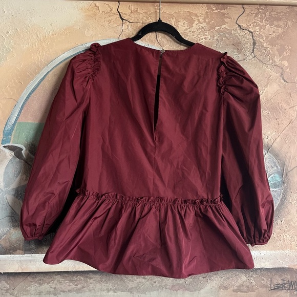 Cinq à Sept Burgundy Peplum Blouse - Picture 15 of 16